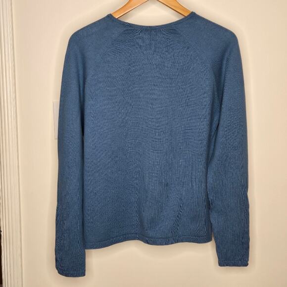 J. MCLAUGHLIN Teal Blue Long Sleeve Sweater Button Detail on Sleeves Size L - Picture 6 of 6